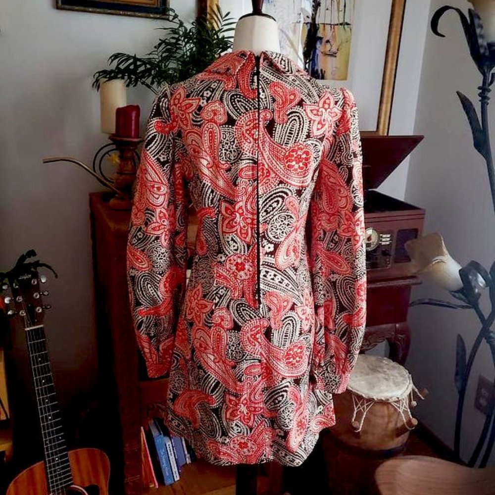 Vintage 60s Dog Ear Collar Mini Dress - Picture 5 of 5